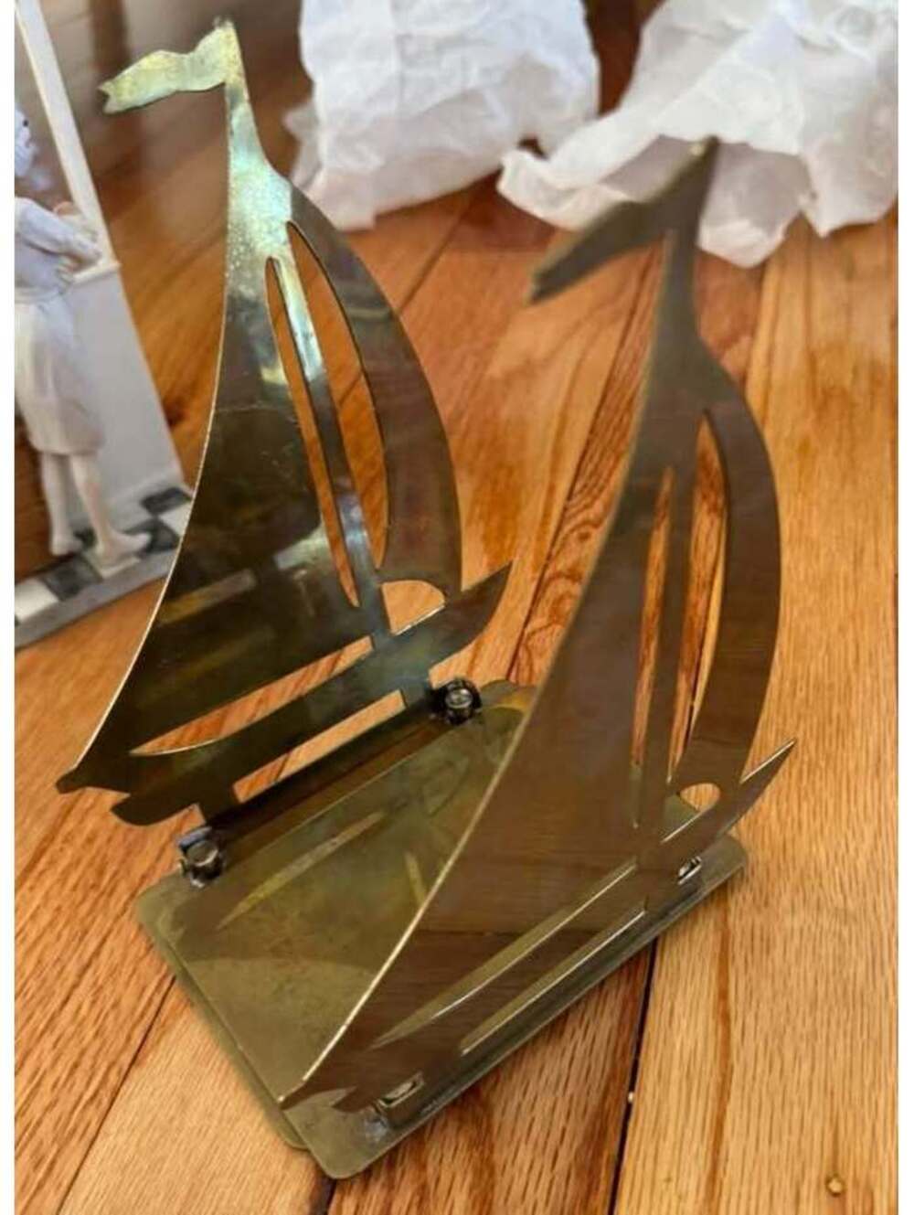 Vintage Brass Sailboat bookends